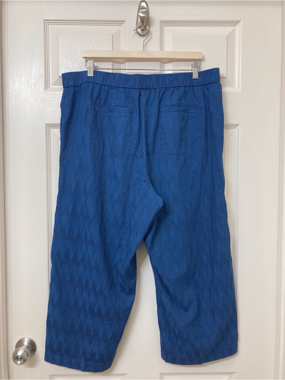 J. Jill Pure Jill Indigo Dobby Cropped Wide Leg Pull On Pants XL Coastal Grandma - Picture 5 of 7